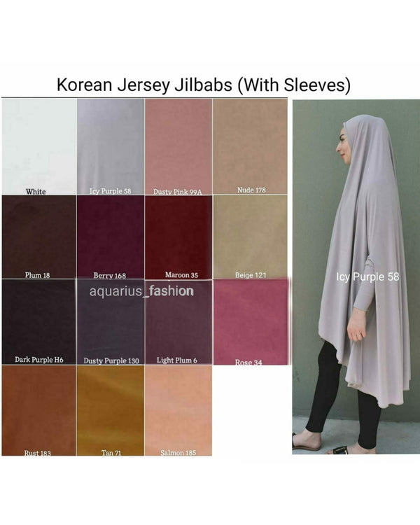 Korean Jersey Jilbab (WITH Sleeves) - Neutral Shades